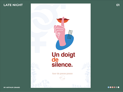 Un doigt de silence - Late Night Art artwork collage design flower illustration illustrator late night night night mode pattern poster poster art poster design sex sexual type typogaphy