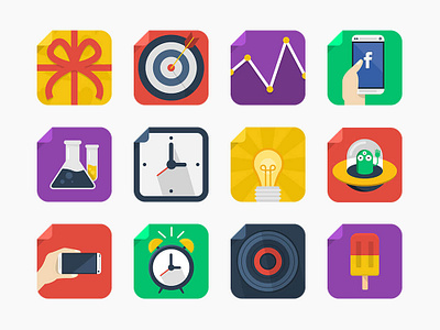 Flat Squared Icons design flat flat design icon icon set icons illustration illustrator square ui ux vector