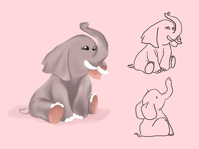 Charcater Design animal art artwork character charcater design color concept cute design drawing elephant graphic design illustration illustrator pink procreate procreate brushes sketch texture
