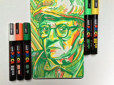 David Hockney Portrait art artist david hockney design drawing gouache illustration illustrator moleskin moleskine painting photoshop portrait portrait art portrait illustration portrait painting portraits posca sketchbook watercolour