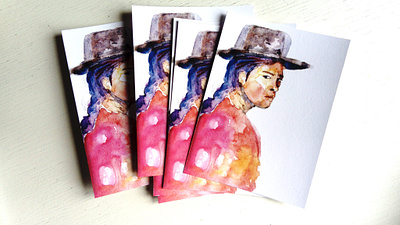 Andean Woman Postcards andean art illustration latinamerica portrait postcard watercolor