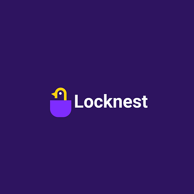 Locknest (home security) animal bird clever creative design lock logo minimal nest security simple