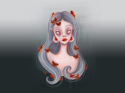 Girl with butterflies art artist artwork butterfly fairy girl illustration portrait procreate
