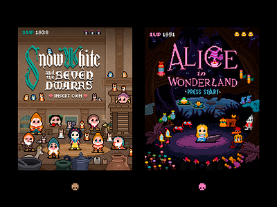 Disney Pixels [2/2] 8bit alice aliceinwonderland cartoons cartoons sri lanka disney pixelart pixelartist posters retrogames snow white theoluk videogames