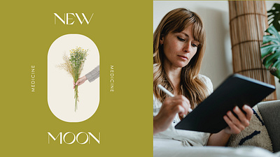 New Moon Medicine branding design green graphic design logo logo design minimal typography