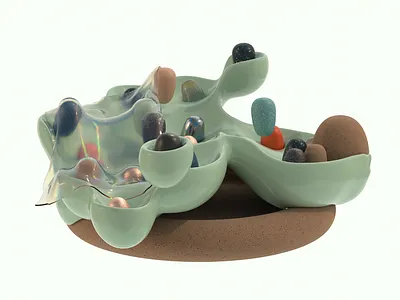 center piece 3d animation c4d cinema 4d clone design grain illustration iridescent texture