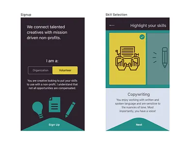 Daily UI 1/100 app color dailyui dailyuichallenge design mobile nonprofit prompt selection ui