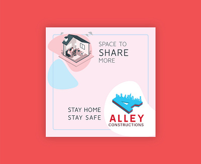 Alley Constructions art brand identity branding construction company home house logo post print print design social media stay home stay safe vector
