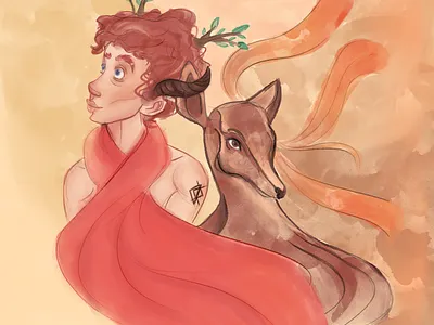 Duet aquarelle cartoon cartoon illustration characterdesign characters deer faun june procreate procreate art procreateapp summer texture