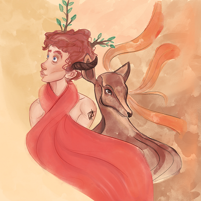 Duet aquarelle cartoon cartoon illustration characterdesign characters deer faun june procreate procreate art procreateapp summer texture