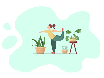 Yoga time home illustration plants yoga