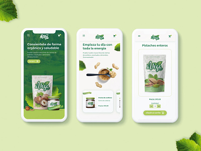 Ecommerce responsive screens - La Vega app design branding ecommerce app ecommerce design ecommerce shop green leaves nutshell responsive website seeds ui uidesign ux design