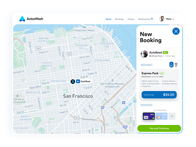 New Booking app booking app card carwash clean dashboard flat layout minimal ui ux web