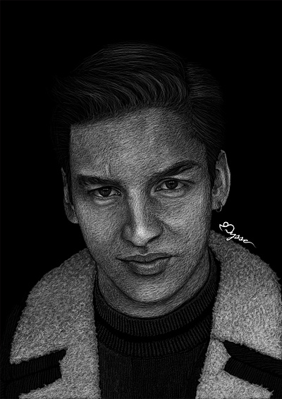 George Ezra Portrait black and white digital illustration digital sketch digitalart lineart portrait realistic realistic drawing vector vector illustration vectorart