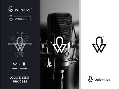 Wirelive awesome logo branding goldenratio grid logo icon illustration logo logoinspiration logotype microphone minimalist modern monogram simple