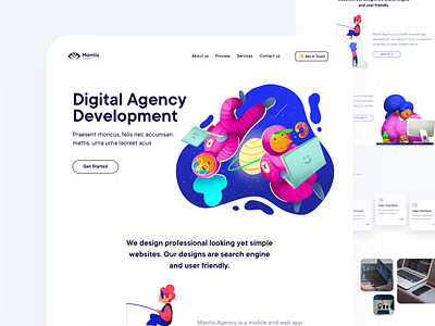 Landing clean design development development agency flat illustration landing layout minimal ui ux web