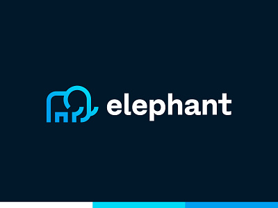 Elephant - Logo Deisgn animal animal art animal illustration animal logo blue blue and white blue gradient blue logo dark logo elephant elephant logo gradient logo logo colors logo design logotype modern logo smart design smart logo