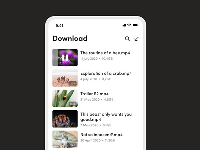 Daily UI Challenge #074 - Download App animals app daily ui daily ui 74 daily ui challenge documentary download downloaded downloading import mp4 pause search short documentary ui ui design video