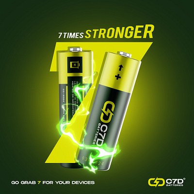 Ad for C7D Batteries ads advertising ambigram branding design illustration logo logomark mockup monogram