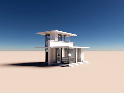 Oasis 3d architecture house illustration minimal render voxel