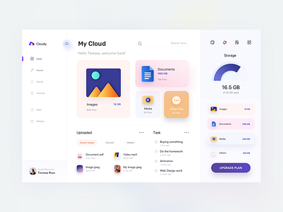 Dashboard - Cloud File Manager application business clean cloud cloud app dashboard illustration sketch ui kit ux website