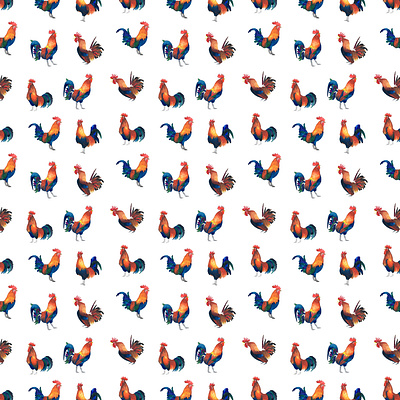 Watercolor Roosters pattern camila colombian illustration fabric pattern illustration inspiration pattern art pattern design prints rooster textile pattern watercolor art women in illustration