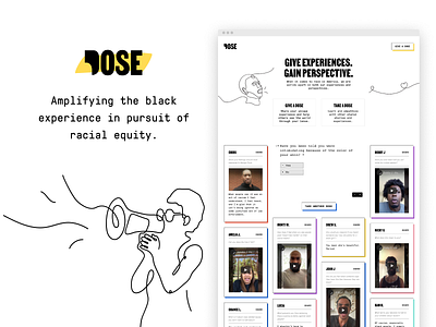 Dose | Website Design blacklivesmatter blm civil rights conversation dose equality giveadose illustration logo logodesign martin luther king jr mlk perspective platform product design race webdesign webflow