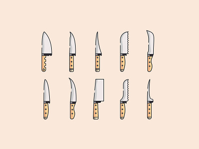 Chakuz - Kitchen Knife Icons graphic design graphics icon icon app icon artwork icon design icon set iconography icons illustration illustrations minimal design trend 2020