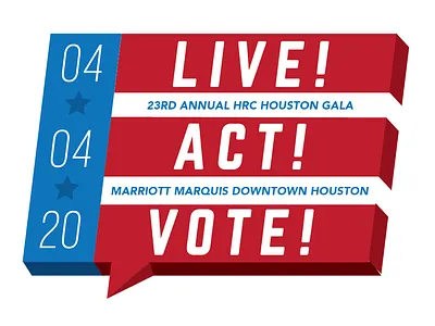HRC Houston 2020 Gala logo blue branding equality flag houston lgbt lgbtq logo red texas white