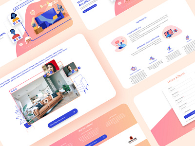 Landing page shots 360 view branding gradient illustration product design real estate sales ui video conference virtual reality webdesign website design