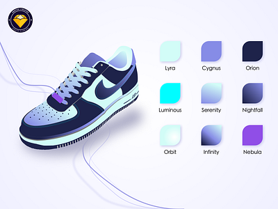 Nike Sneaker Challenge . 01 Constellation color palette concept constellation design fashion fashion illustration illustration nike air sketch sneaker tokens ui