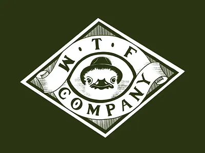 WTF.CO design green illustration logo old fashioned ostrich procreate