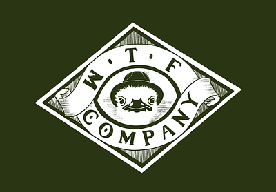 WTF.CO design green illustration logo old fashioned ostrich procreate