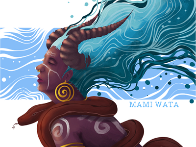 Mami Wata african african woman artwork character design design drawing god goddess goddess of water illustration illustrator inspiration lady mystic myth mythology painting procreate app procreate art woman illustration