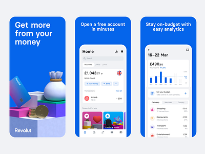 Revolut App Store Screenshots 2.0 animation app app showcase app store app store screenshots bank googleplay graphicdesign ios minimal mobile revolut screenshots user experience user interface