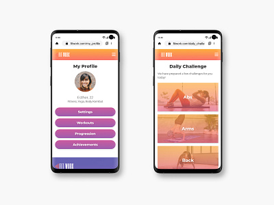 FitWork's User Profile and Daily Challenge screens color palette fitness fitness app mobile mobile design mobile ui product design profile profile design profile page ui ui design uidesign user experience user interface user profile userinterface ux uxdesign uxui