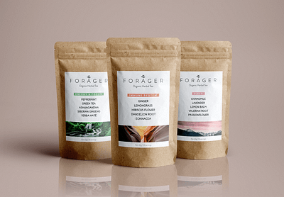 Forager Herbal Tea Packaging 3d 3d art 3d artist 3d mockup biodegradable branding design herb herbal tea herbs mockup natural organic packaging raw tea