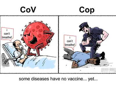 Cov vs cop cartoon illustration