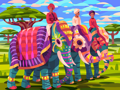 Elephant Festival art cartoon character design digital drawing graphic illustration vector