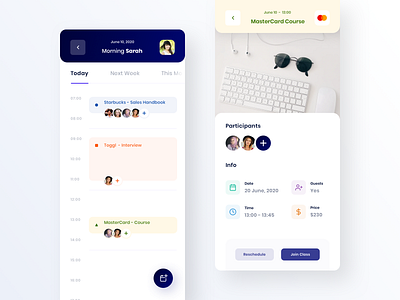 Activity Calendar - Courses activity android app calendar cards contrast date design ios shcedule ui userexperience userinterface ux