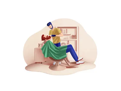 Beauty and Spa series: Barbershop 2.5d barbershop beard haircut illustration salon speedart styling