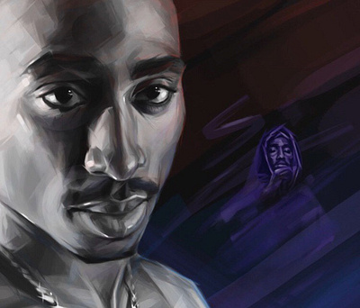 2Pac 👑 2pac boy cg draw ghetto hiphop illustration king legend paint rap tupac