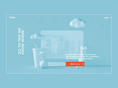 Travel service main screen 3d c4d concept design ui uidesign user interface ux webdesign website