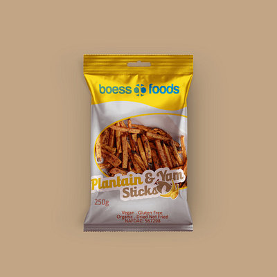 Dried Plantain and Yam Sticks chips package packaging design product design snacks