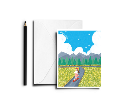 Skateboard girl illustration