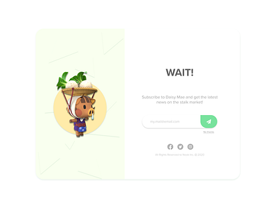 Daily UI #026 - Subscription 026 adobe xd animal crossing app card challenge dailyui design email figma flat game green minimal newsletter pastel subscribe ui ux web