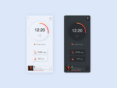 Neuomorphic Running App Design app design dark theme ui minimal minimalistic design mobile ui neuomorphic neuomorphism running app soft ui step counter