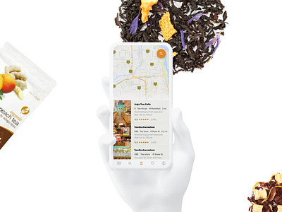 Places on the map. Mobile app for Adagio Teas android app design ecommerce app finder ios ios app design map minimal mobile app mobile design mobile ui shop store tea typography ui uidesign