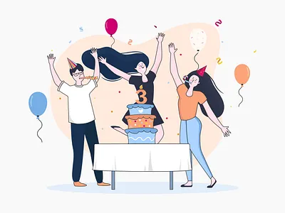 Illustration - 3 years from the Birthday birhday cake happy holidays holiday illustration minimal vector