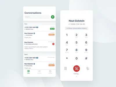 Voyyp Inbox — Mobile app app design application call chat conversation dial message mobile number phone product design ui user experience user interface ux